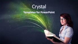  Presentation with book - Audience pleasing presentation design consisting of holding book with green wave backdrop and a  colored foreground