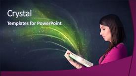  Presentation with holding hands old young - Cool new slides with holding book with green wave backdrop and a  colored foreground