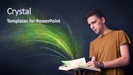  Presentation with book - Colorful slide deck enhanced with holding book with green wave backdrop and a wine colored foreground