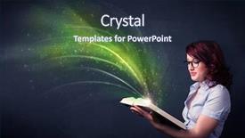  Presentation with 3d book - Amazing theme having holding book with green wave backdrop and a wine colored foreground