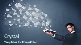  Presentation with book - Slide set consisting of holding book with pages flying background and a  colored foreground