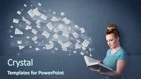  Presentation with book turning pages - Presentation theme enhanced with holding book with pages flying background and a  colored foreground