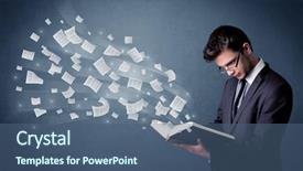  Presentation with book - Slide set having holding book with pages flying background and a  colored foreground