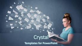  Presentation with book - Cool new slide set with holding book with pages flying backdrop and a  colored foreground