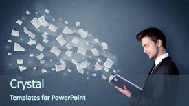  Presentation with pages of magic book - Beautiful slide deck featuring holding book with pages flying backdrop and a ocean colored foreground