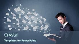  Presentation with book - Slide deck consisting of holding book with pages flying background and a ocean colored foreground