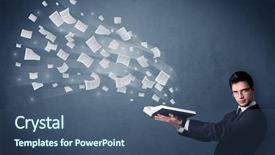  Presentation with pages of magic book - Cool new presentation with holding book with pages flying backdrop and a ocean colored foreground