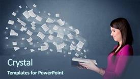  Presentation with young woman diagnosis of sti - Beautiful theme featuring holding book with pages flying backdrop and a  colored foreground