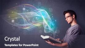  Presentation with book - Slide set having holding book with rainbow wave background and a  colored foreground