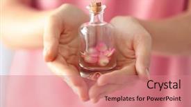  Presentation with bottle - Presentation theme with holding bottle of aroma oil background and a coral colored foreground