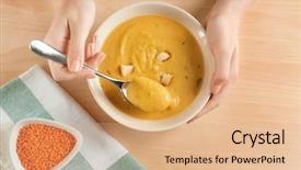  Presentation with lentils - Amazing PPT layouts having holding bowl of homemade lentils backdrop and a coral colored foreground