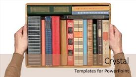  Presentation with boom box - Slide set featuring holding box full of book background and a coral colored foreground