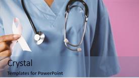  Presentation with pink ribbon breast awareness - Colorful theme enhanced with holding breast cancer awareness pink backdrop and a ocean colored foreground