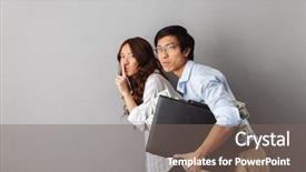  Presentation with running - Audience pleasing slides consisting of holding briefcase full of money backdrop and a gray colored foreground