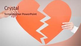  Presentation with break up broken heart - Cool new PPT layouts with holding broken hearts against grey backdrop and a coral colored foreground