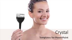  Presentation with hair brush - Presentation design enhanced with holding brush with hair dye background and a lemonade colored foreground