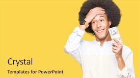  Presentation with afro - Colorful slide set enhanced with packs storess - young african american man backdrop and a yellow colored foreground