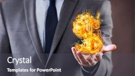  Presentation with dollar sign - Audience pleasing theme consisting of holding burning american dollar sign backdrop and a dark gray colored foreground