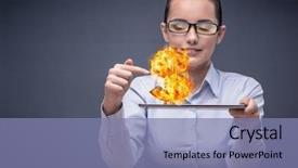  Presentation with dollar sign - Colorful slide deck enhanced with holding burning american dollar sign backdrop and a coral colored foreground