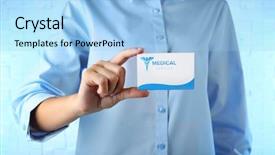  Presentation with medical service - Theme with holding business card of medical background and a light blue colored foreground