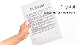  Presentation with contract - Slide deck consisting of holding-business-contract-paper-over background and a white colored foreground