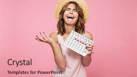  Presentation with upset - Audience pleasing PPT theme consisting of holding calendar with drawn heart backdrop and a coral colored foreground