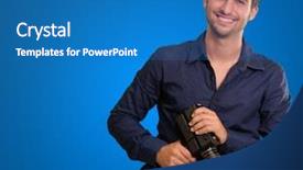  Presentation with security camera access 360 - Beautiful presentation theme featuring holding camera on blue background backdrop and a teal colored foreground