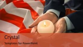  Presentation with american flag - Amazing slides having holding candle over american flag backdrop and a red colored foreground