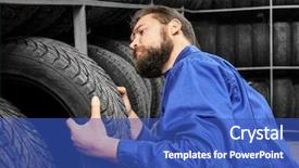  Presentation with automobile - Amazing presentation theme having holding car tire in automobile backdrop and a teal colored foreground