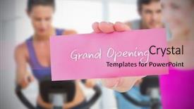  Presentation with grand opening - Colorful presentation design enhanced with holding card saying grand opening backdrop and a lemonade colored foreground