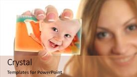  Presentation with baby photos - Theme featuring holding card with baby collage background and a coral colored foreground