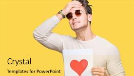  Presentation with handsome - Beautiful slides featuring holding card with red heart backdrop and a yellow colored foreground