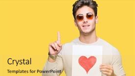  Presentation with car body repairer holding - Theme consisting of holding card with red heart background and a yellow colored foreground