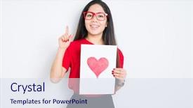  Presentation with mind - Cool new PPT theme with holding card with red heart backdrop and a sky blue colored foreground