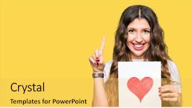  Presentation with young - PPT layouts with holding card with red heart background and a yellow colored foreground