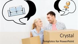  Presentation with real estate - PPT theme having holding cardboard boxes and moving background and a lemonade colored foreground