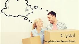  Presentation with real estate - Audience pleasing theme consisting of holding cardboard boxes and moving backdrop and a blonde colored foreground