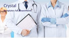  Presentation with team health - Cool new PPT layouts with holding cardiogram with medical team backdrop and a sky blue colored foreground