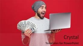  Presentation with red and silver - Beautiful PPT layouts featuring holding cash money and silver backdrop and a red colored foreground