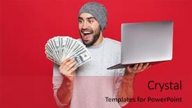  Presentation with red and silver - Colorful PPT theme enhanced with holding cash money and silver backdrop and a red colored foreground