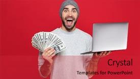  Presentation with cash - PPT layouts having holding cash money and silver background and a red colored foreground