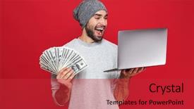  Presentation with red and silver - Audience pleasing slide deck consisting of holding cash money and silver backdrop and a red colored foreground