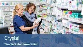  Presentation with product - Slide deck having holding cell phone in pharmacy background and a ocean colored foreground