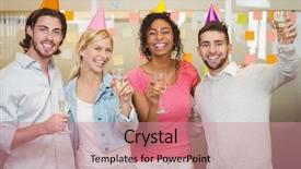  Presentation with flute - Slide set enhanced with holding champagne flute in birthday background and a coral colored foreground