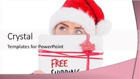  Presentation with free christmas - Theme enhanced with holding christmas gift against free background and a sky blue colored foreground