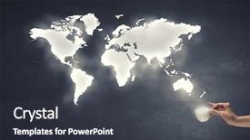  Presentation with holding on to a dream in a changing world - Theme featuring holding coffee cup with world background and a dark gray colored foreground