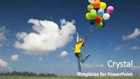  Presentation with colorful - PPT theme enhanced with holding colorful balloons and flying background and a seafoam green colored foreground