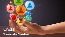  Presentation with network - Slides featuring holding colorful social network icon background and a tawny brown colored foreground