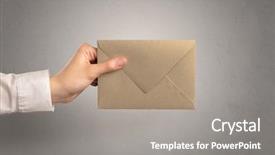  Presentation with coloured - Audience pleasing theme consisting of holding coloured and white envelope backdrop and a gray colored foreground