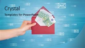  Presentation with coloured - Amazing slide set having holding coloured and white envelope backdrop and a light blue colored foreground